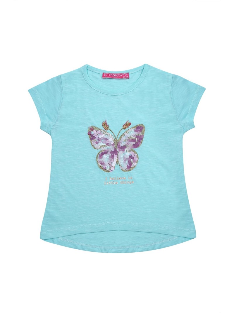 Mädchen-T-Shirt mit Schmetterling, Mint NDZ8110 – Online-Shop – Boutique